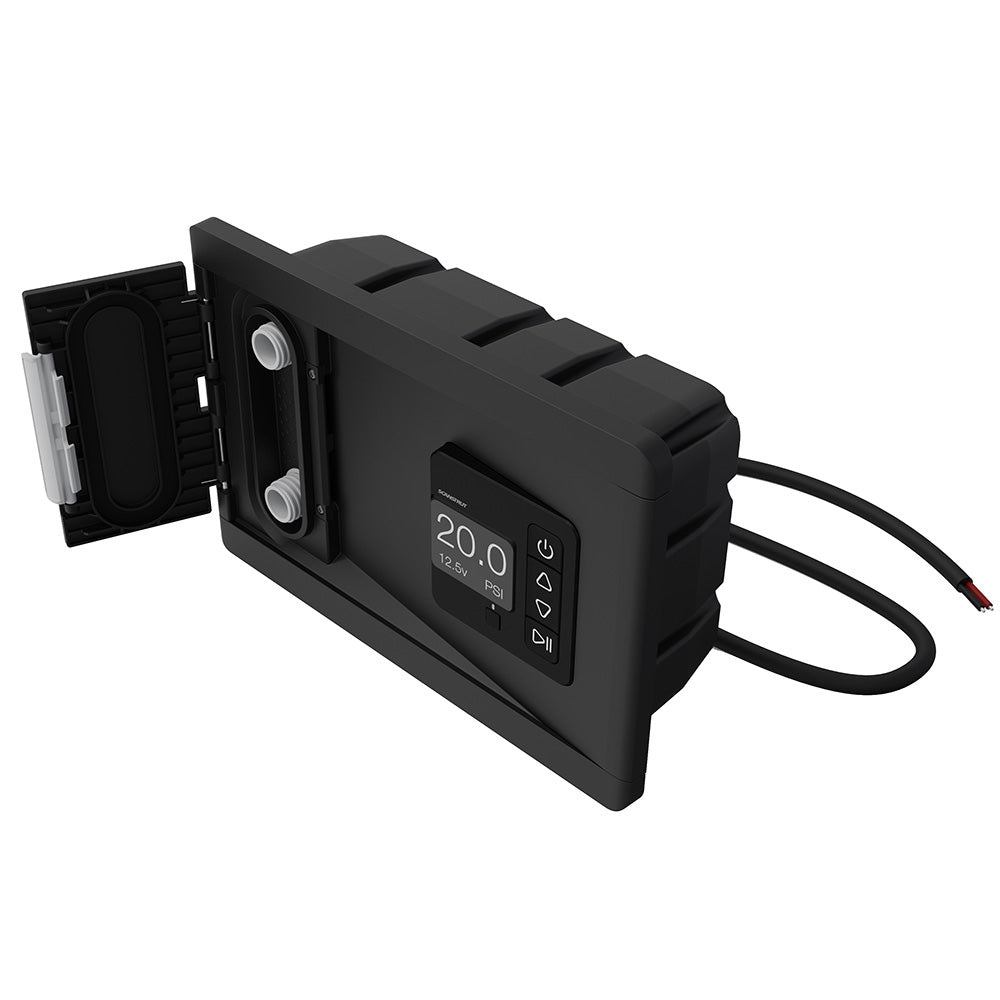Scanstrut ATMOS 12V integrated air station with air pump, compact marine-grade device for inflating air-filled equipment.