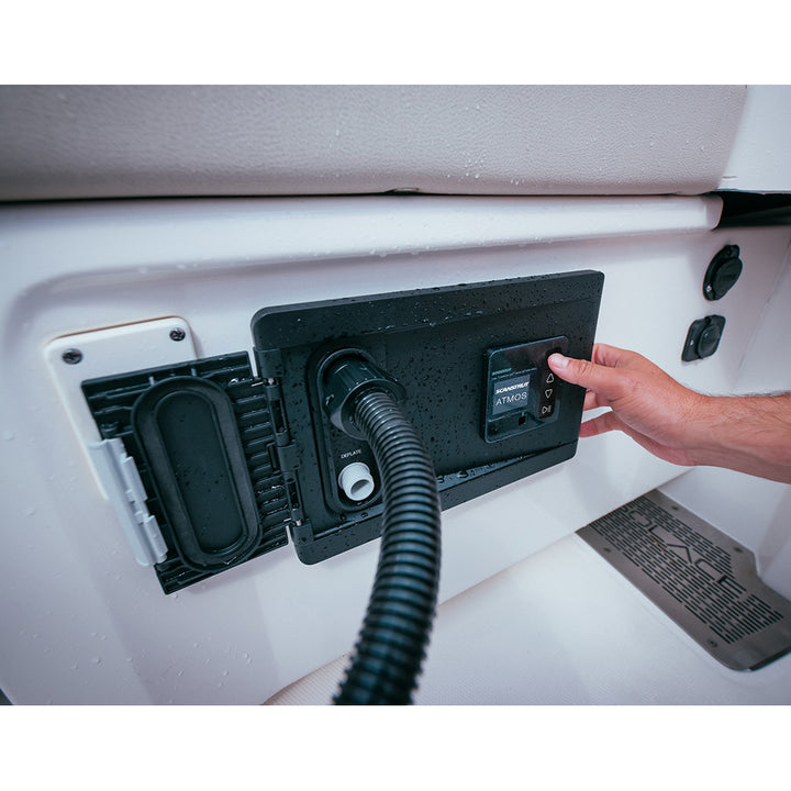 Scanstrut ATMOS 12V integrated air station with air pump, compact marine air pump for inflating and deflating.