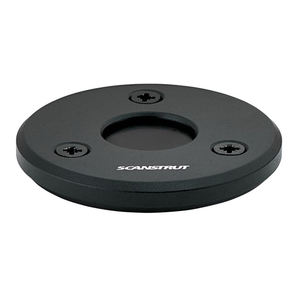 Scanstrut black anodized aluminum low-profile cable seal for 4-9mm cables, used in wire management and marine applications.