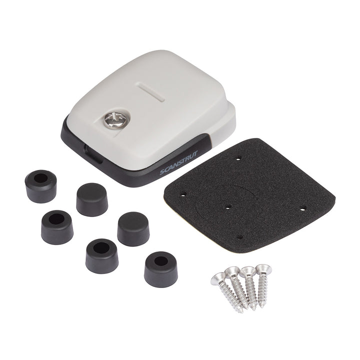 Scanstrut horizontal double-entry cable seal in grey for wire management, showing the sealed entry points for cables.