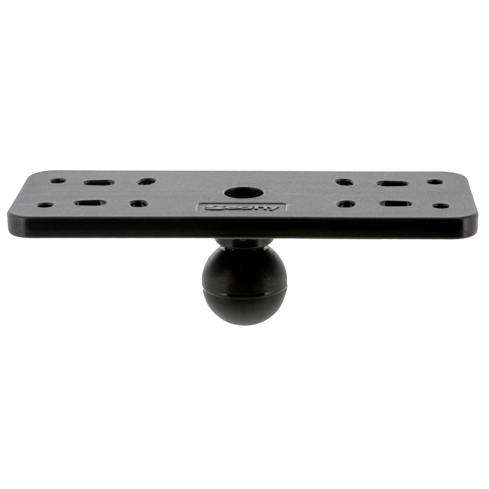Scotty 165 1.5 Ball System Top Plate accessory for fishing rod setups, featuring durable metal construction and mounting holes.