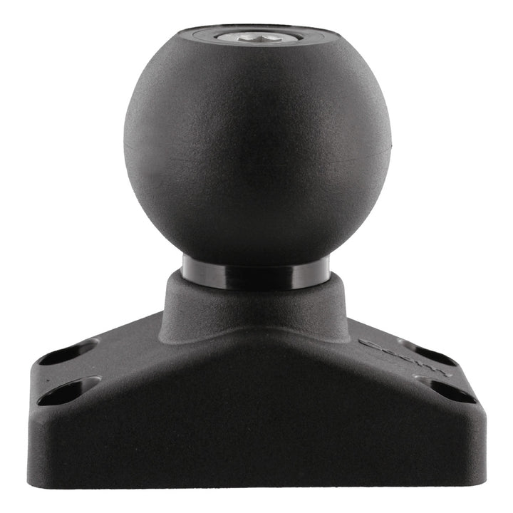 Scotty 176 2.25-inch Ball System Base for fishing rod accessories, black and silver, with mounting features visible