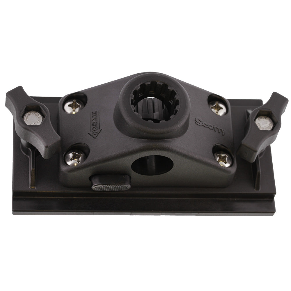 Scotty 340L Nylon Track Adapter for rod holder accessories, shown attached to a fishing rod holder track system.