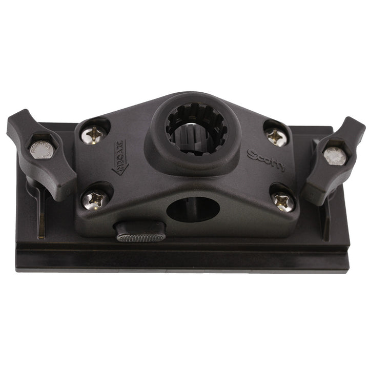 Scotty 340L Nylon Track Adapter for rod holder accessories, shown attached to a fishing rod holder track system.