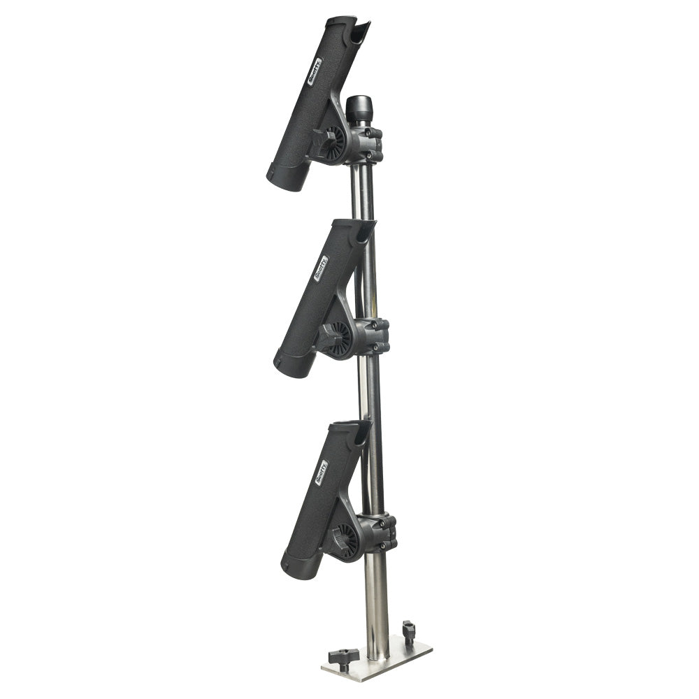 Scotty 333 Track Mounted Rod Tree with Rodmaster II Rod Holders for fishing rods, featuring sturdy mounting and adjustable holder arms.