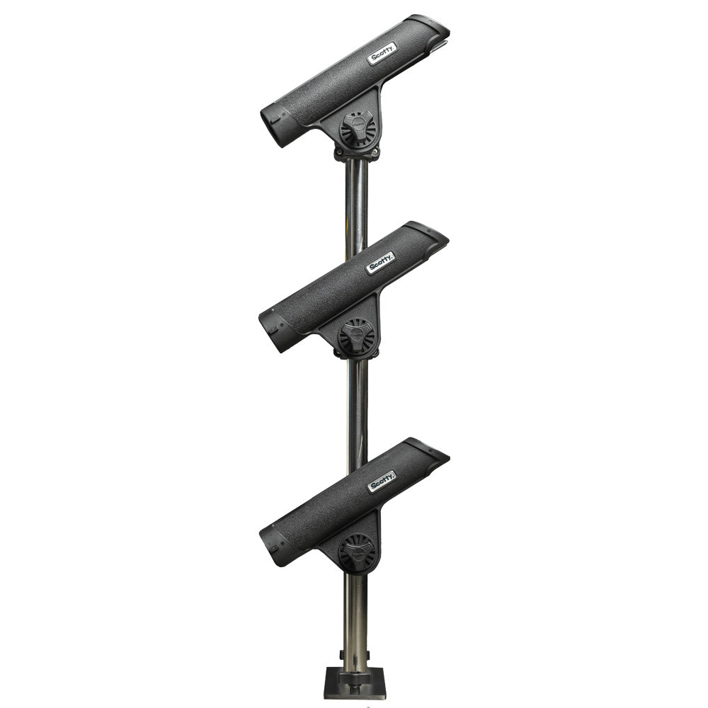 Scotty 333 Track Mounted Rod Tree with Rodmaster II rod holders mounted on a boat for fishing gear organization.