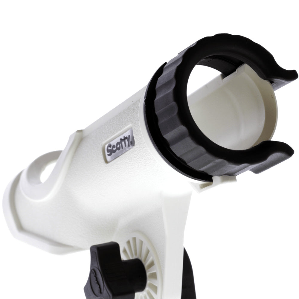 White Scotty Powerlock rod holder with 241 side/deck mount for secure fishing rod storage, suitable for boat fishing accessories.