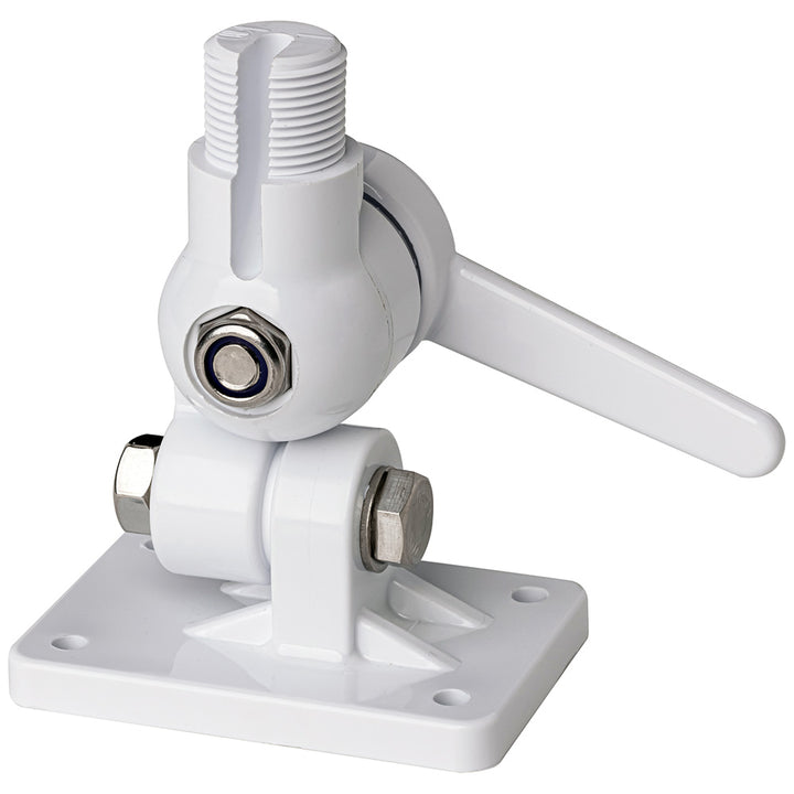 Scout Four-Way Nylon Ratchet Mount in white, an antenna mount accessory designed for secure and versatile installation.