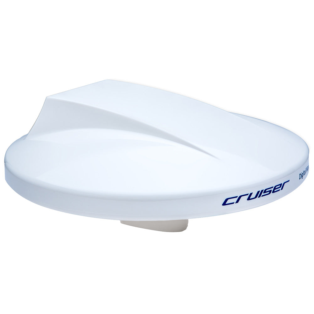 Scout Cruiser 10-inch white omnidirectional TV antenna with 20m cable, designed for over-the-air digital TV reception.