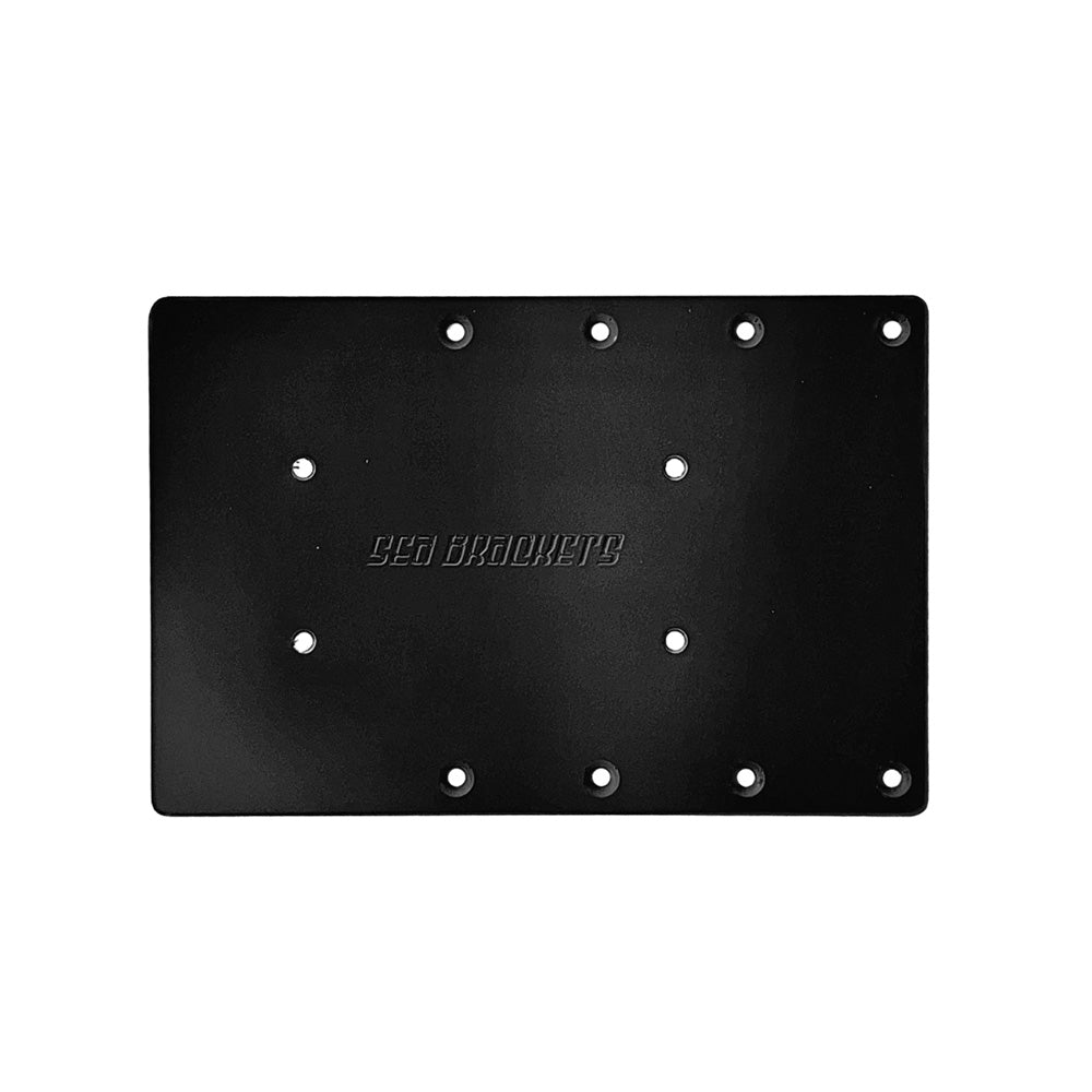 Sea Brackets 12" straight trolling motor plate for Garmin Force Kraken, black, designed for trolling motor accessories.