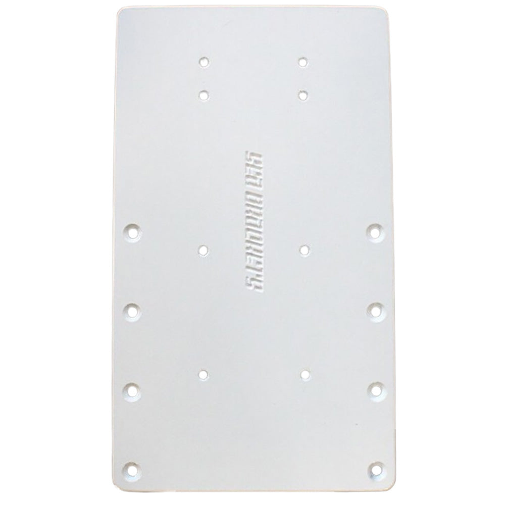 Sea Brackets 14-inch straight trolling motor plate, a durable accessory designed for secure mounting on boats.