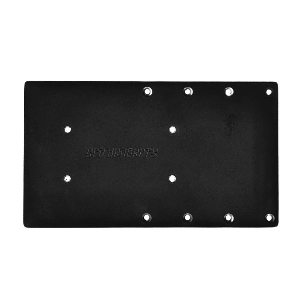 Black Sea Brackets 14" Straight Trolling Motor Plate for Garmin Kraken, trolling motor accessories, mounted on boat.
