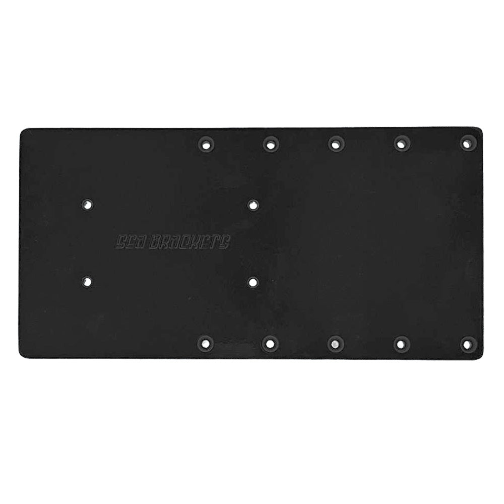 Sea Brackets 16" Straight Trolling Motor Plate for Garmin Kraken in black, designed for trolling motor accessories installation.
