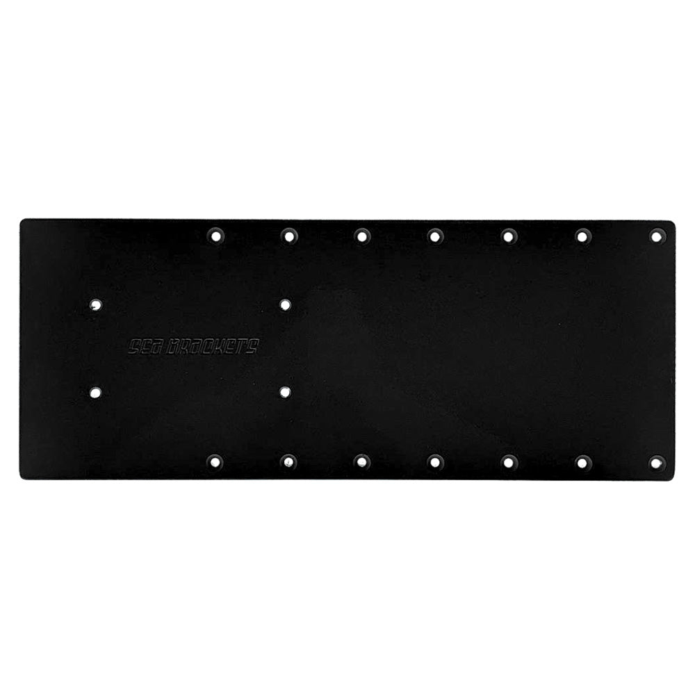 Sea Brackets 20" straight trolling motor plate for Garmin Kraken in black, designed for trolling motor accessories.