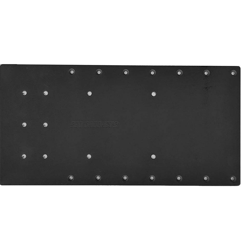 Sea Brackets 20-inch straight trolling motor plate for Minn Kota Quest in black, durable trolling motor accessory.