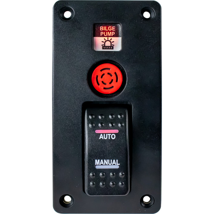 Sea-Dog bilge pump water alarm panel with switch, marine accessories for boat bilge systems, compact and durable.