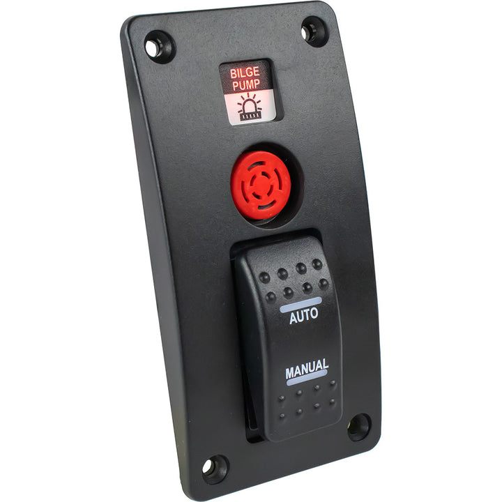 Sea-Dog bilge pump water alarm panel with switch, marine accessories for boat bilge water level monitoring.