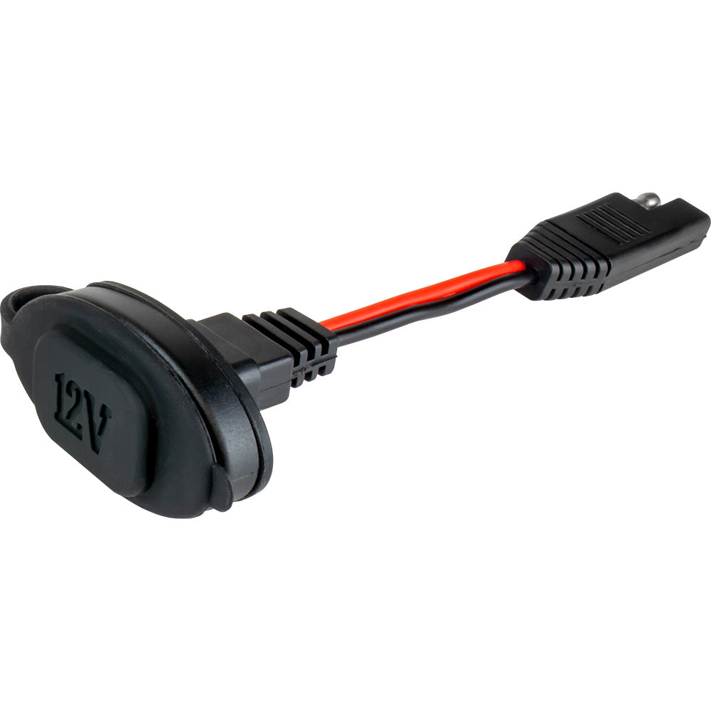 Sea-Dog front mount power socket for marine accessories, featuring durable construction and easy installation.