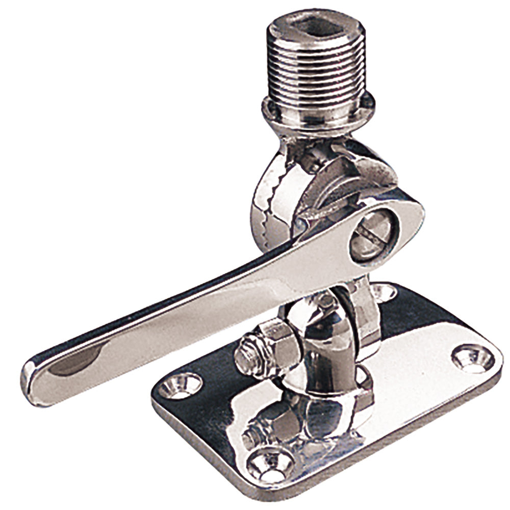 Sea-Dog adjustable antenna base deck mount in investment cast 316 stainless steel, suitable for marine antenna installation.