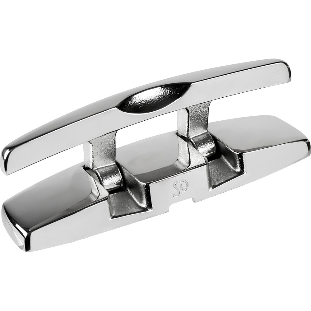 Sea-Dog 6-inch stainless steel rectangle folding cleat with hex bolts, ideal for marine dock and boat applications.