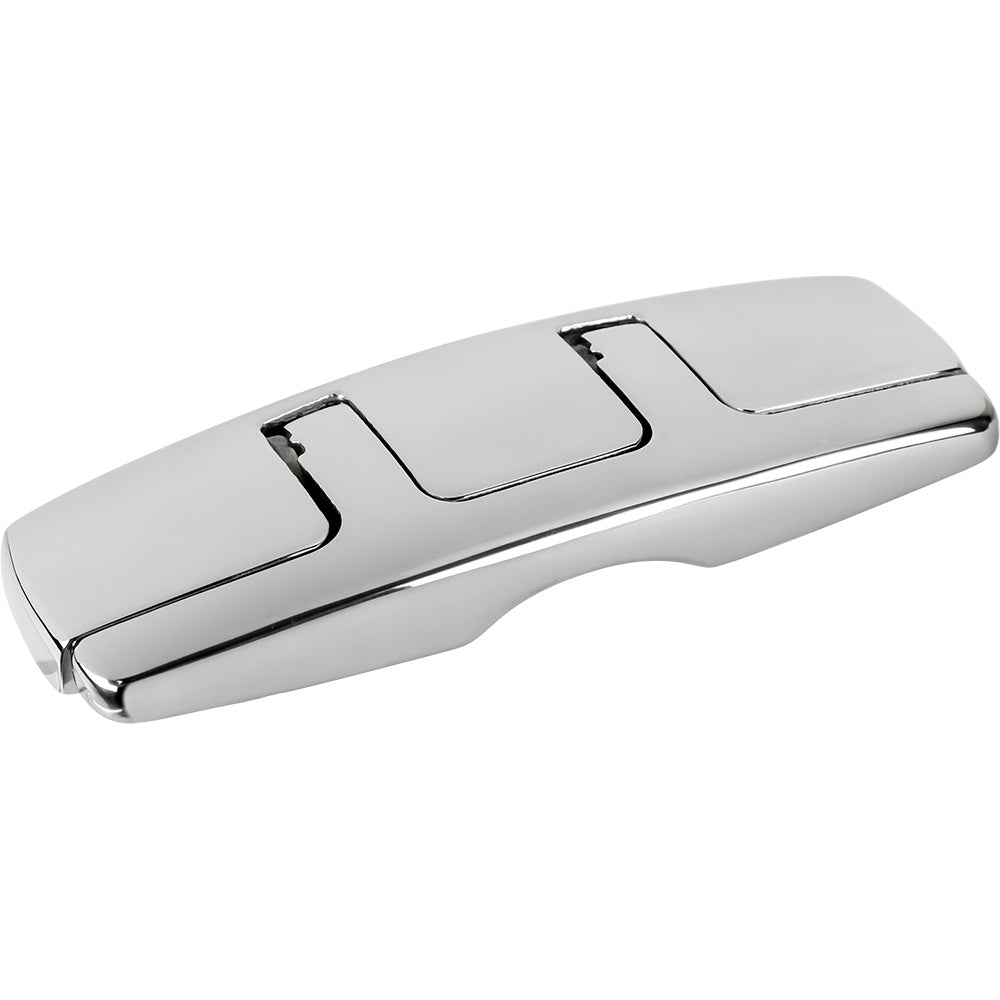 Sea-Dog 6-inch stainless steel rectangle folding cleat with hex bolts for boat or dock hardware.