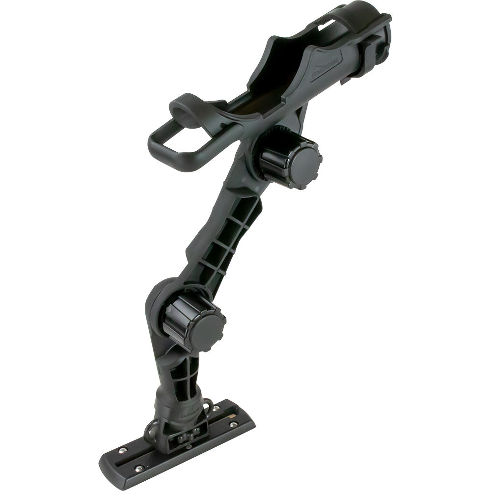 Sea-Dog Triple Threat Rod Holder with track mount base and 6-inch extension, designed for secure fishing rod storage.