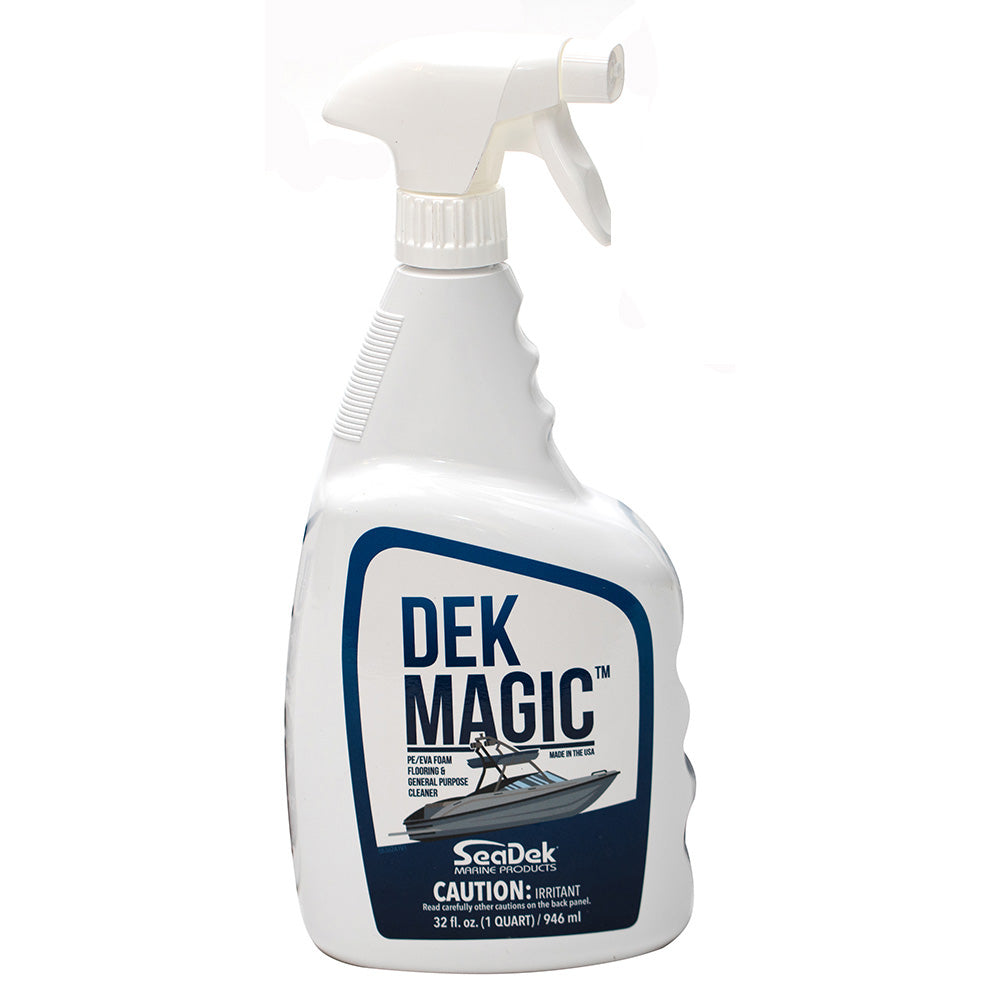 SeaDek Dek Magic 32oz spray cleaner for SeaDek boat decking, showing the bottle and spray nozzle for cleaning surfaces.