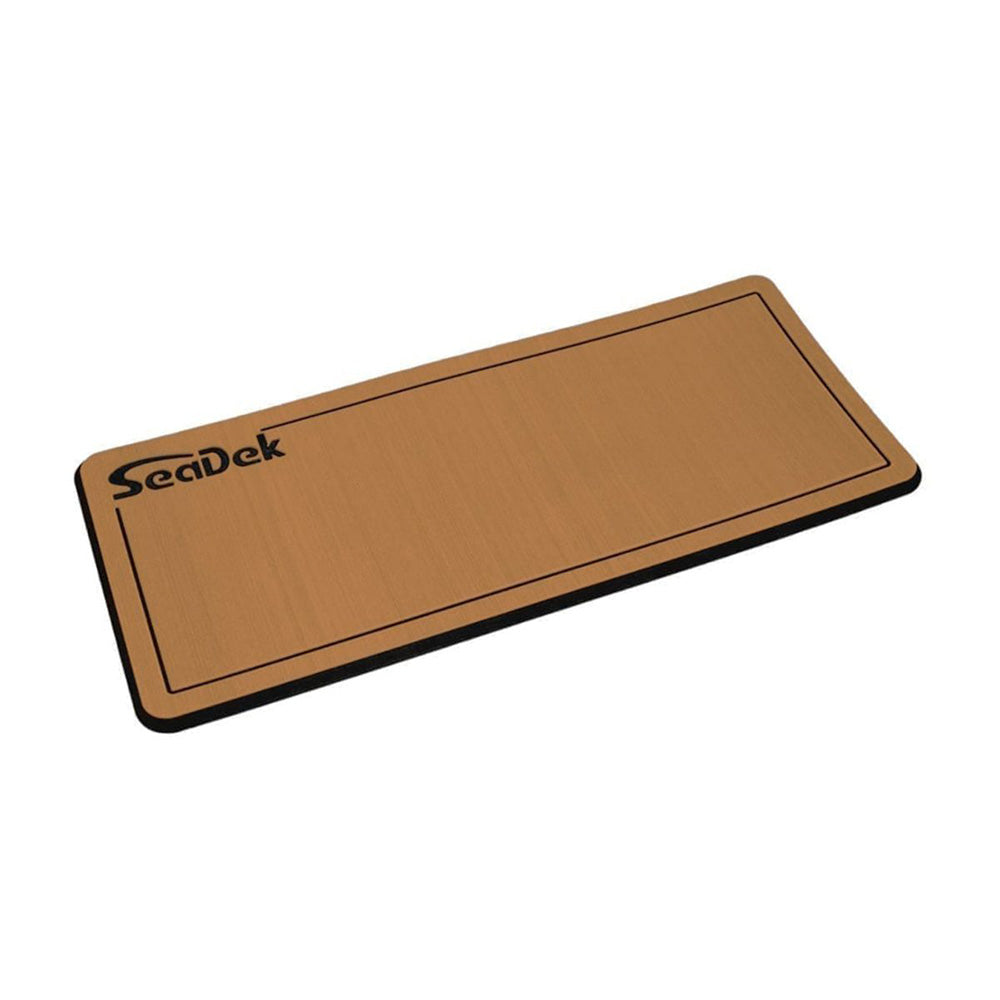 SeaDek 14x36 inch dual-density small helm pad with SeaDek logo, brushed mocha and black texture, for boat deck or galley flooring.