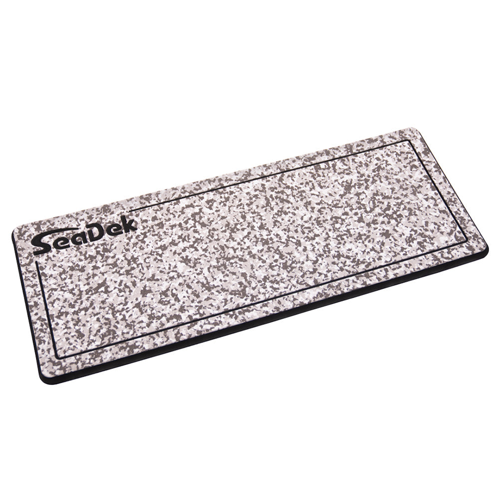 SeaDek 16x39 inch dual-density large helm pad with SeaDek logo, brushed snow camo and black textured deck pad for boat helm area.