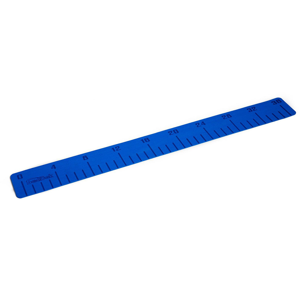 SeaDek 36-inch fish ruler in Bimini Blue with SeaDek logo, designed for boat deck or galley use, featuring clear measurement markings.