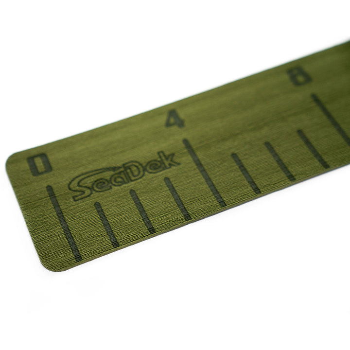SeaDek 36-inch Olive Green Fish Ruler with SeaDek logo for boat deck or galley use, made of durable, slip-resistant material.