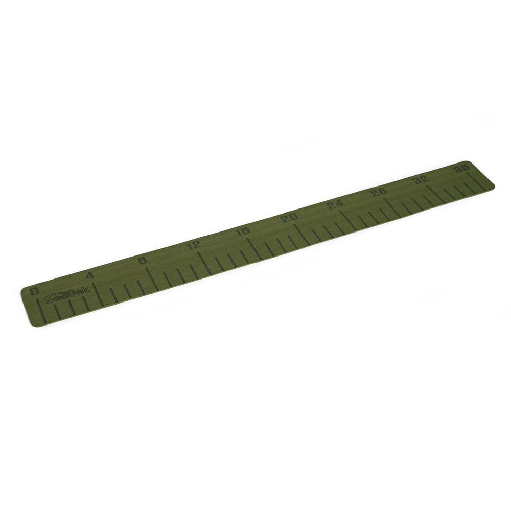 SeaDek 36-inch fish ruler in olive green with SeaDek logo, designed for boat deck or galley use.