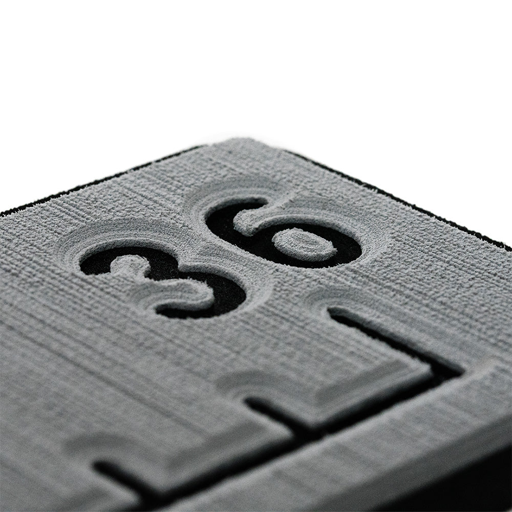 SeaDek 36 Routed Ruler for deck and galley, 6mm brushed texture in Storm Grey and Black, showcasing textured surface and sleek design.