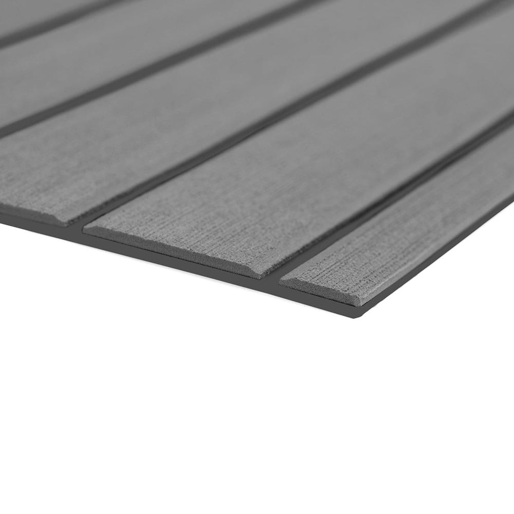 SeaDek 40x80-inch teak full sheet with brushed texture in storm grey and dark grey for boat deck or galley applications.