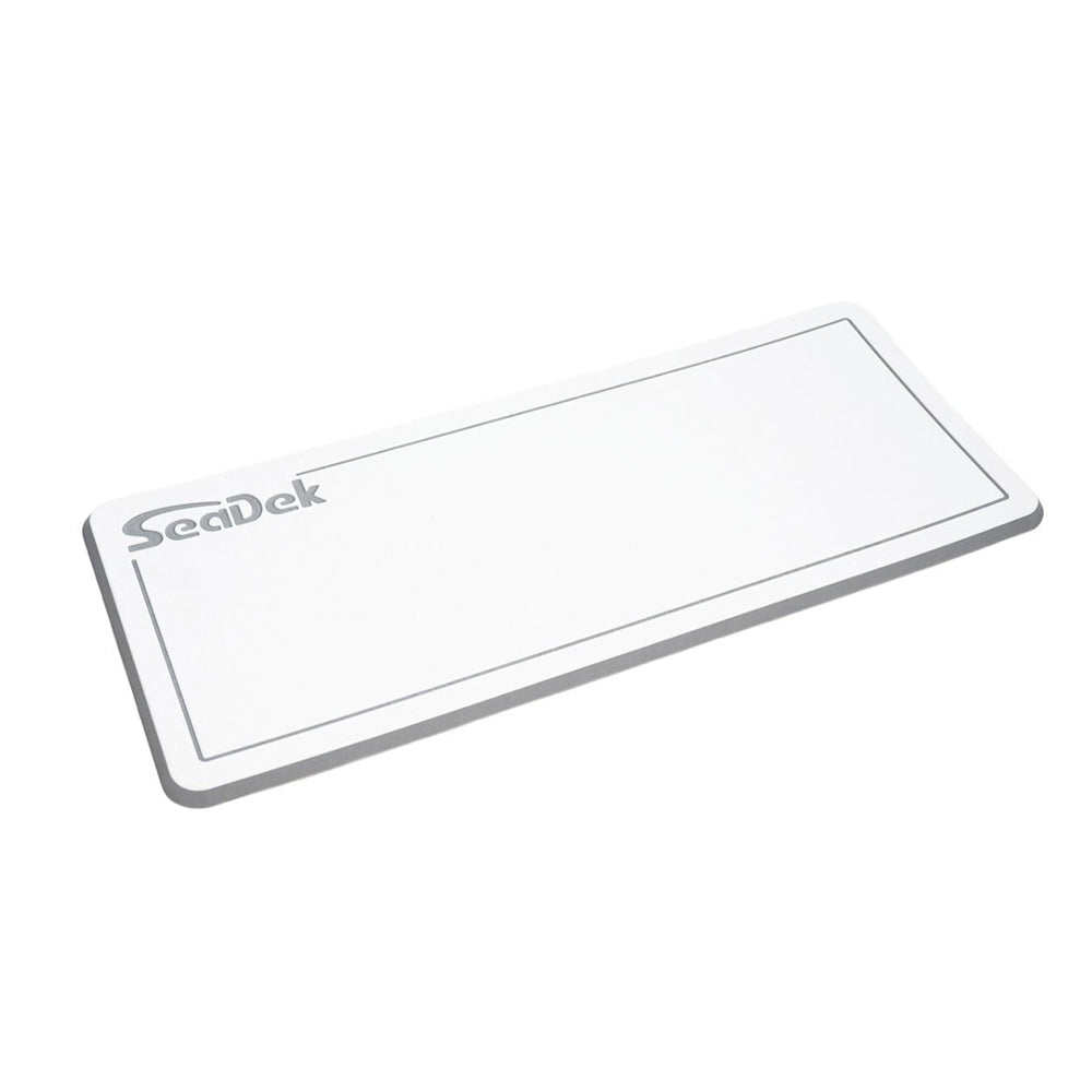 SeaDek Large Helm Pad in white and storm grey with SeaDek logo, designed for boat deck or galley areas.