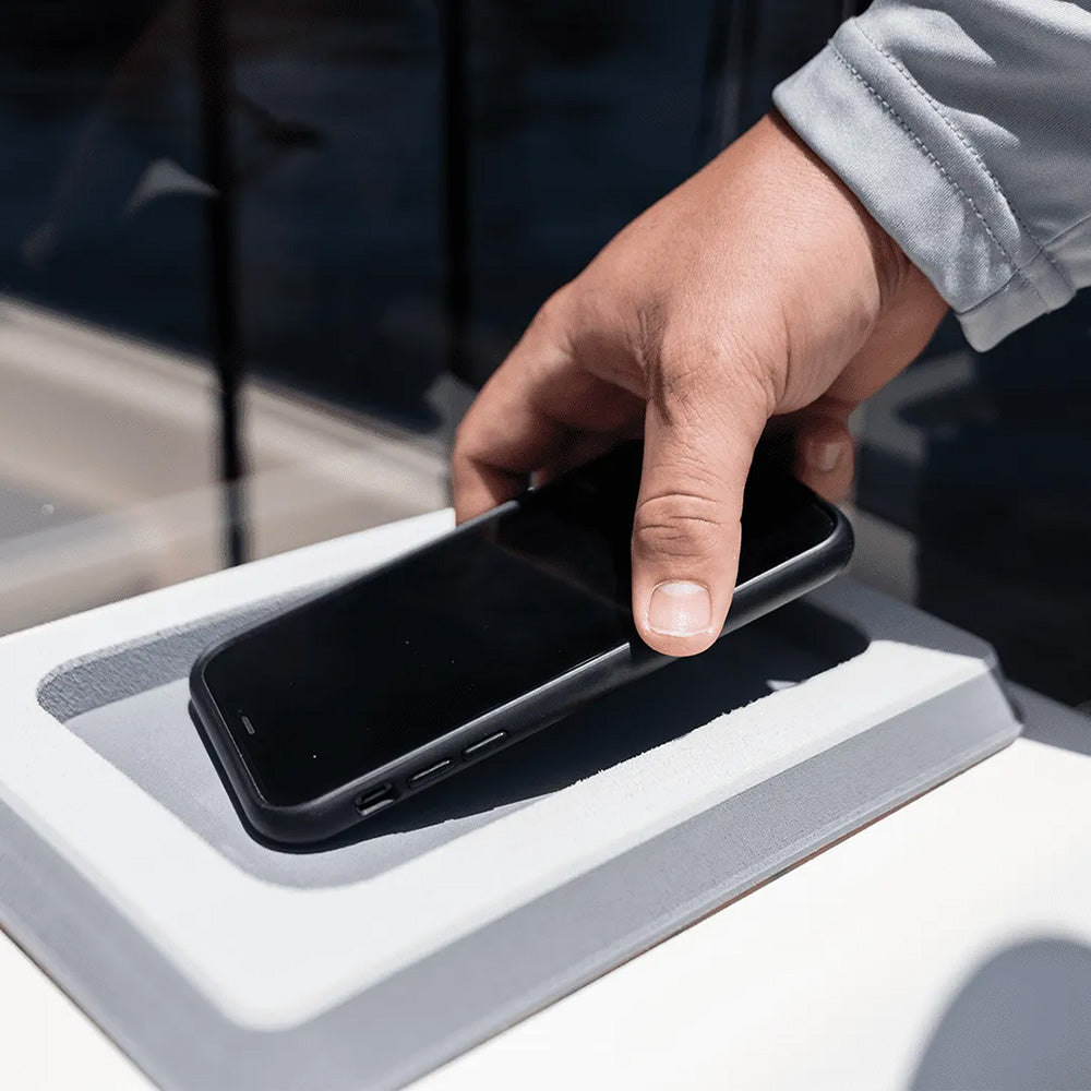 SeaDek Single Cell Phone Dash Pocket in Mocha and Black, designed for boat deck or galley storage, with textured surface and secure fit.