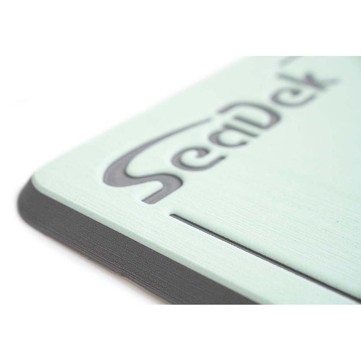 SeaDek Small Helm Pad in Seafoam Green and Storm Grey, boat deck and galley cushion, non-slip marine padding.