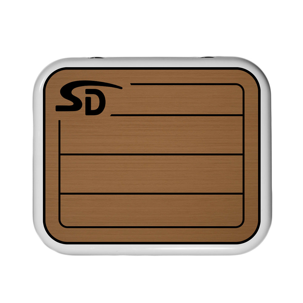 SeaDek YETI Roadie 24 Teak Cooler Pad in Mocha and Black, 6mm thick, provides a durable, stylish deck or galley surface.