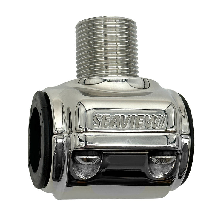 Seaview 316 stainless steel antenna rail mount for 1" to 1-1/4" rails, with adjustable clamp and durable construction for marine use.