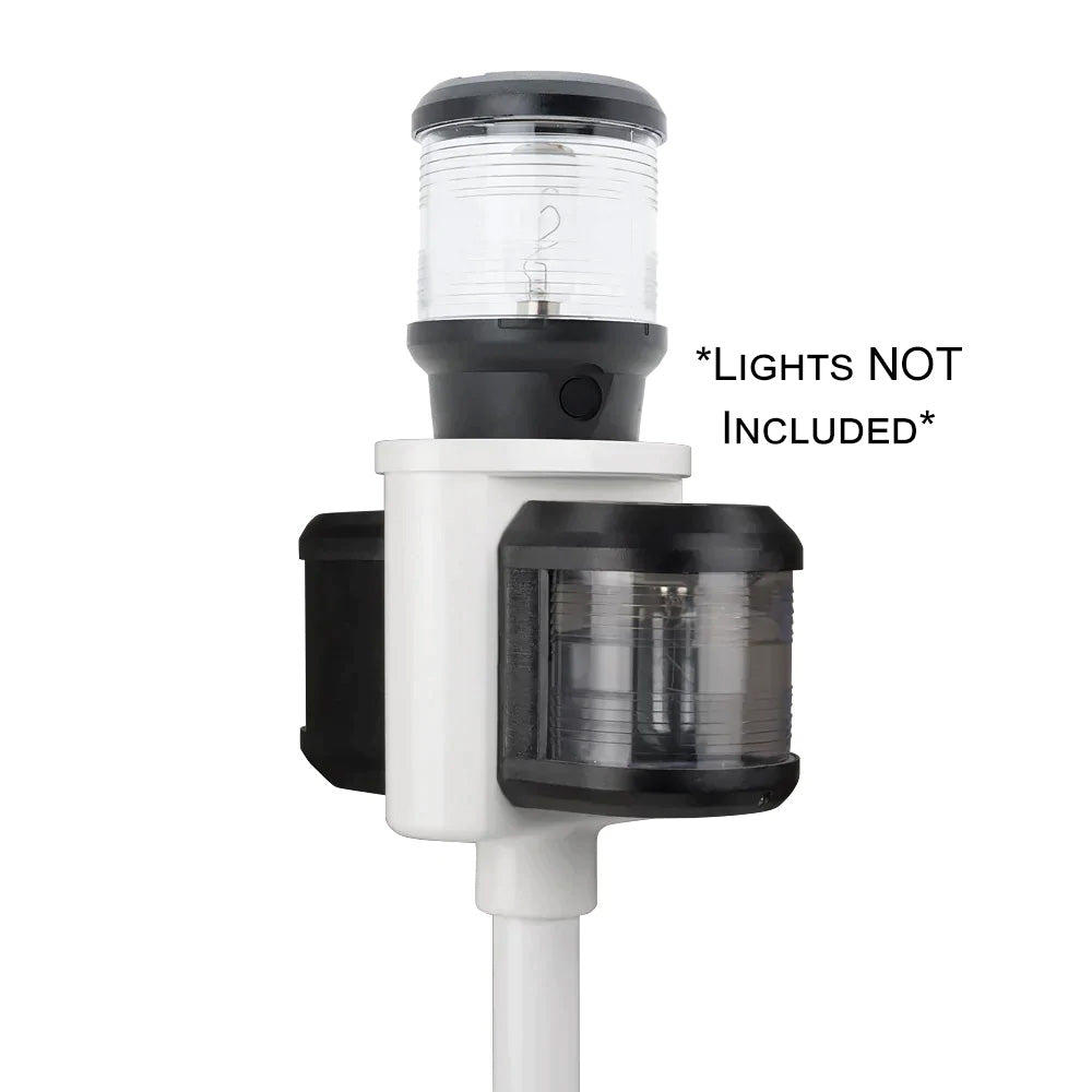 Seaview Light Bar Top in white, a sleek marine LED light bar designed for boat lighting, mounted on a vessel's deck.