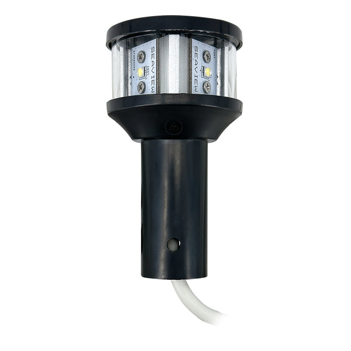 Seaview 12V C5 certified round 3nm LED combo masthead navigation light in black, designed for marine vessels.