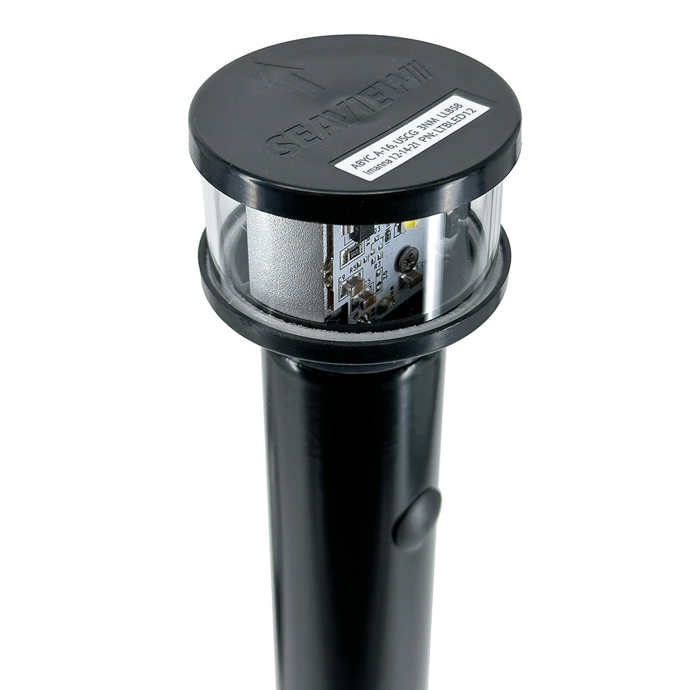 Seaview 12V C5 certified round 3nm LED combo masthead navigation light in black for marine boats.