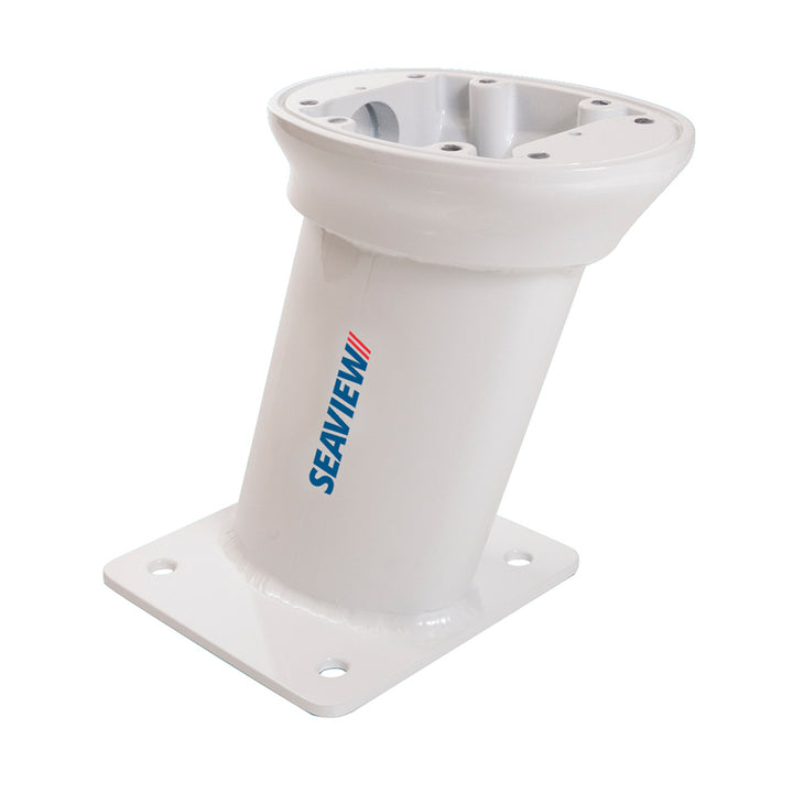 Seaview 10" Modular Raked Forward TV and radar mount with 7x7 base plate and top plate, designed for secure installation.