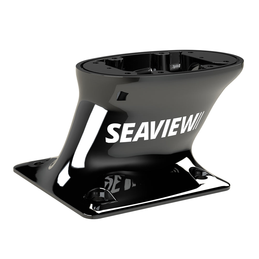 Seaview 5" modular radar/TV mount in black with aft raked 7x7 base and top plate, designed for secure installation.