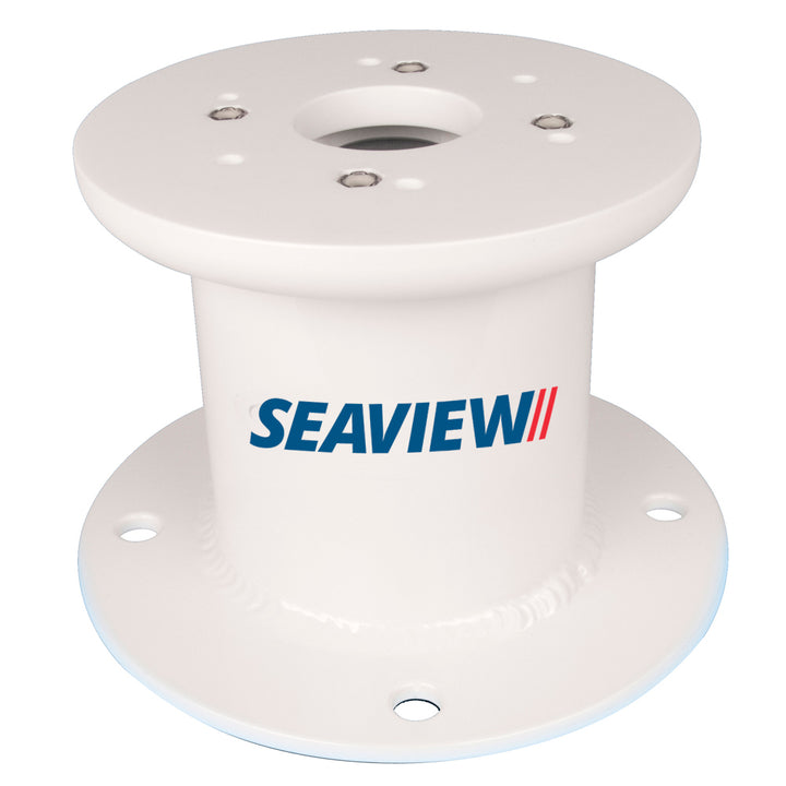 Seaview 5" thermal camera mount for FLIR M-Series or Raymarine T-Series radar and TV mounts, shown installed on a boat.
