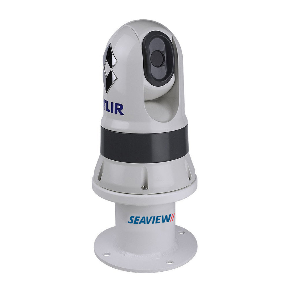 Seaview 5" thermal camera mount for FLIR M100 M200, with 8-inch round base, designed for radar and TV mounting applications.