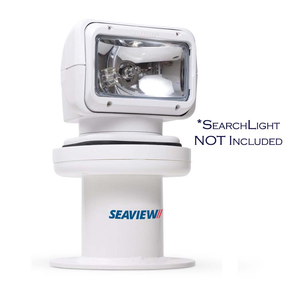 Seaview 6.38" vertical searchlight thermal camera mount with 8-inch round base plate for radar and TV mounting applications