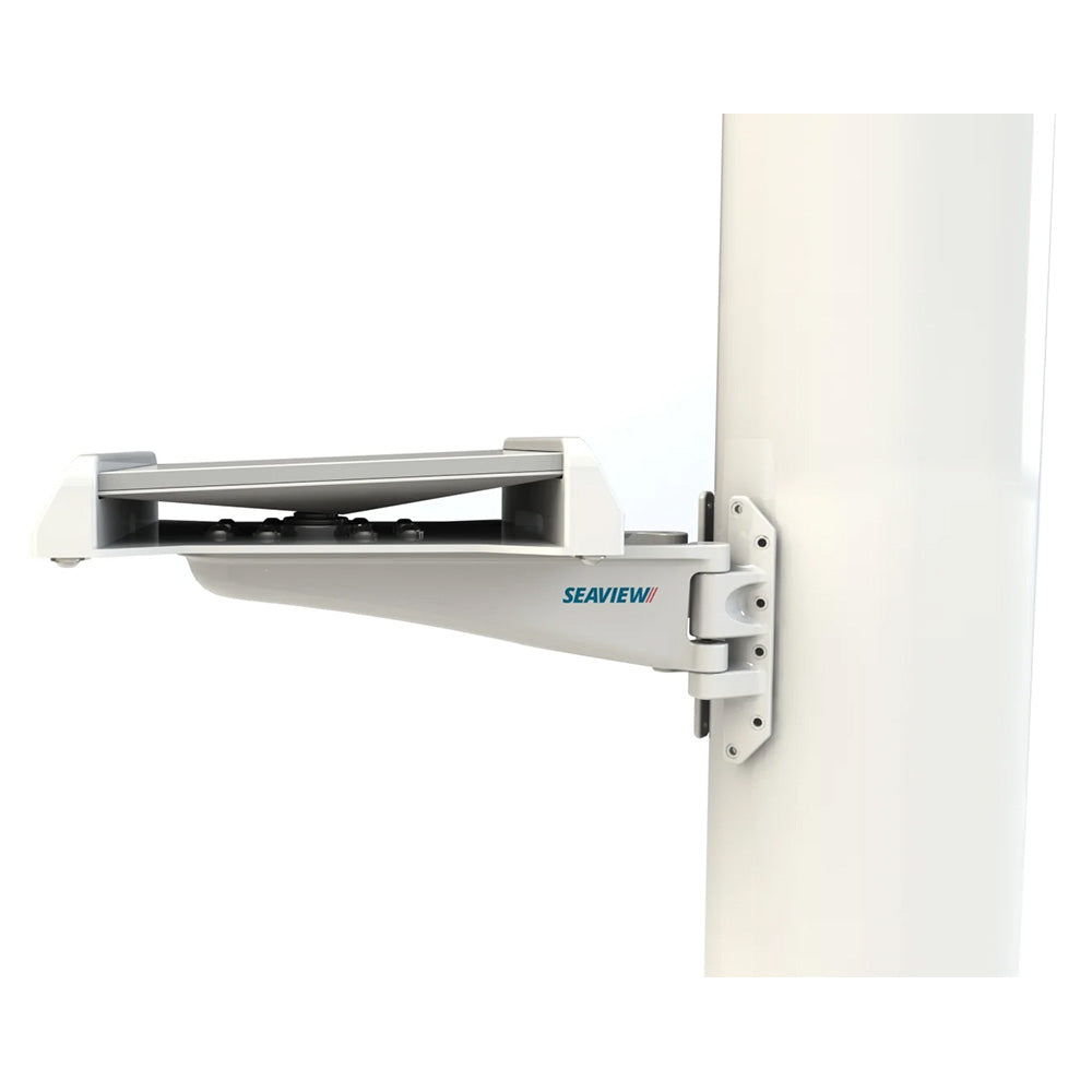 Seaview Mast Mount for Starlink Mini, radar and TV mount, black metal bracket with adjustable arms for outdoor installation