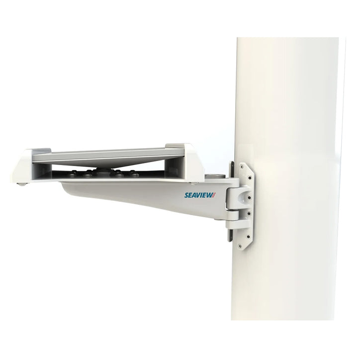 Seaview Mast Mount for Starlink Mini, radar and TV mount, black metal bracket with adjustable arms for outdoor installation