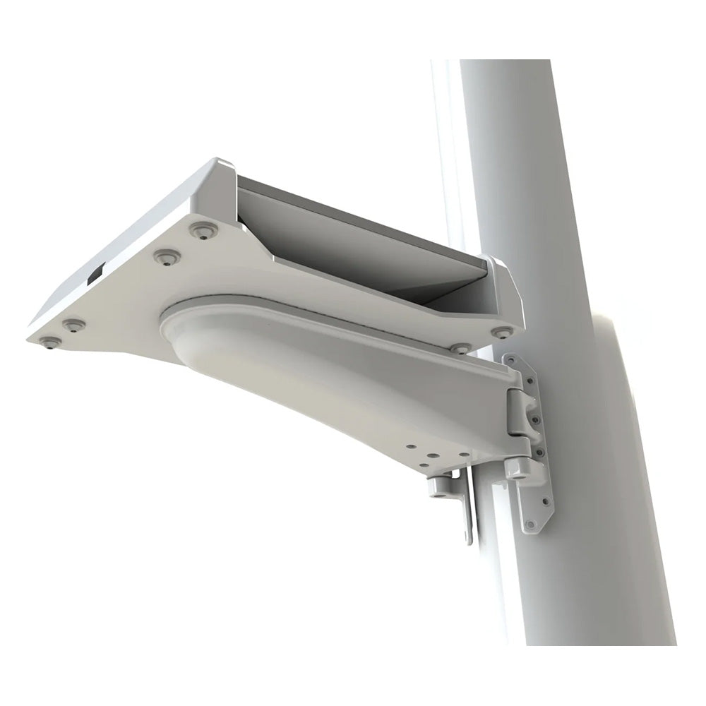 Seaview Mast Mount for Starlink Mini, radar and TV mount, sturdy black metal bracket for outdoor satellite installation.